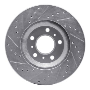 Buick Lucerne Brake Rotor (1) - Front Right - R1 Concepts - Drilled & Slotted - Silver - `06-`16